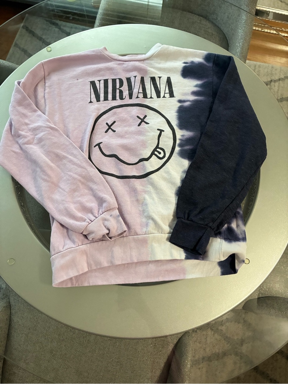 NIRVANA Kids Tie-Dye Crewneck Sweatshirt in Purple